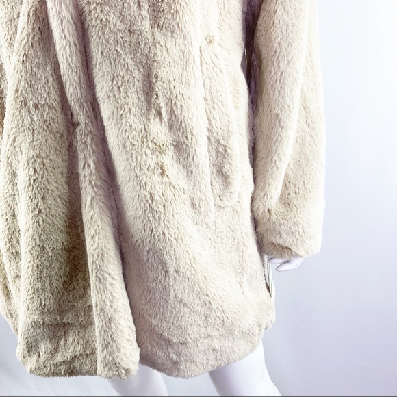 Lucky Brand Size L Tan MISSY Faux Fur Soft Fuzzy Coat - Picture 7 of 10